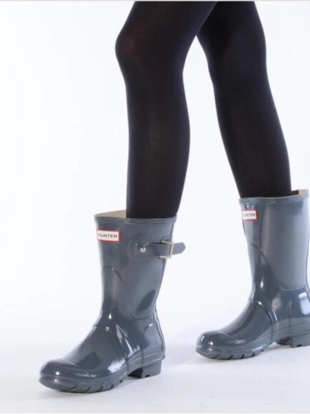 Hunter Original Short Gloss Gull Grey Slate Rain Boots Women’s US 6 UK 4 EU 37